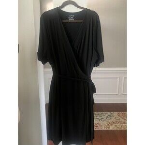 Apt 9 Classic Black Faux Wrap Dress Short Sleeve Sz 2X NWT